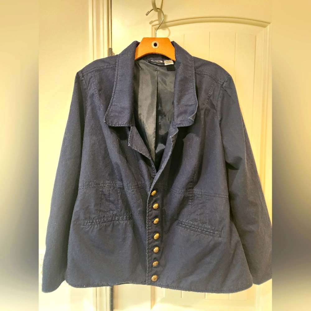 Navy Blue Blazer With Gold Buttons. Size 16W